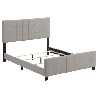 Queen Panel Bed Tufted Upholstered With Tapered Legs - Beige - The Sleep Loft - Online Mattress Showroom NYC