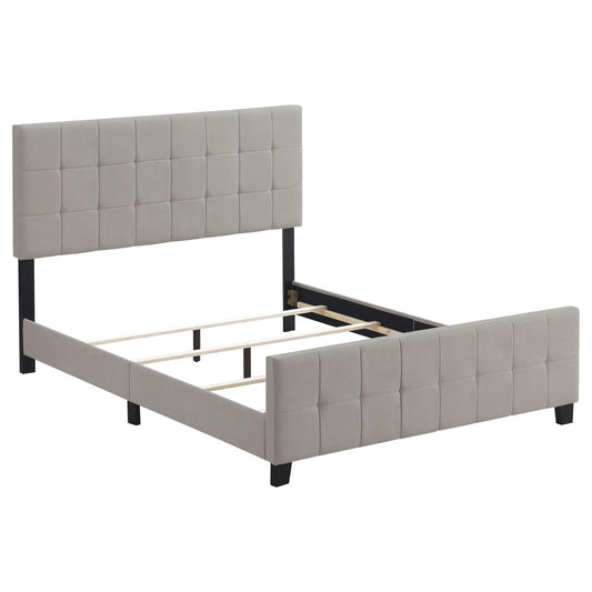 Queen Panel Bed Tufted Upholstered With Tapered Legs - Beige - The Sleep Loft - Online Mattress Showroom NYC