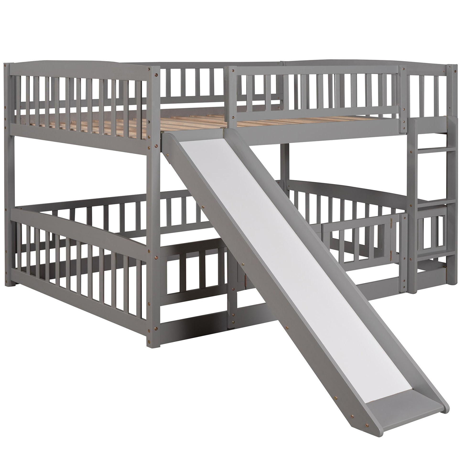 Low Bunk Bed With Slide, Fence And Ladder - The Sleep Loft - Online Mattress Showroom NYC