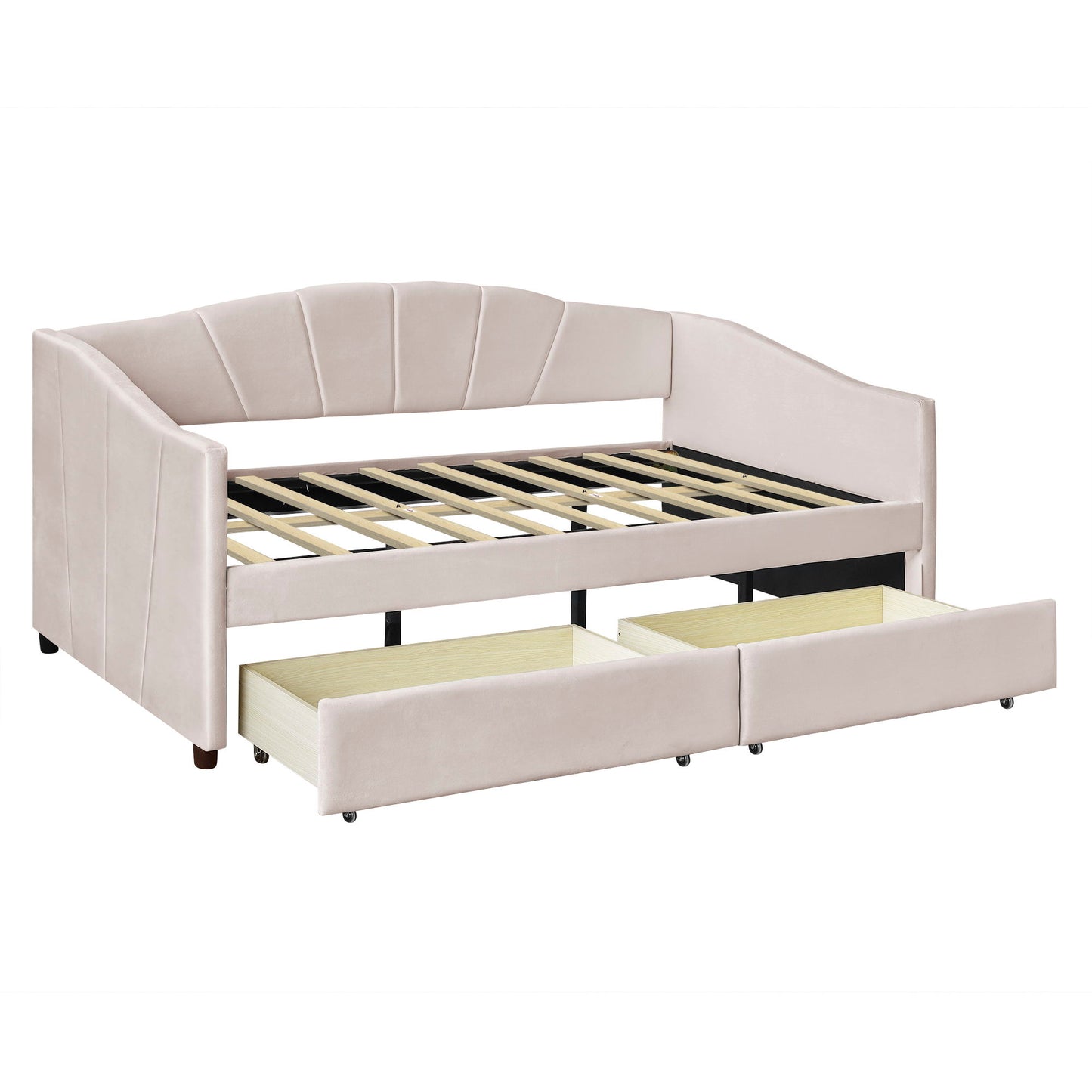 Upholstered Daybed With Two Drawers And Wood Slat - The Sleep Loft - Online Mattress Showroom NYC