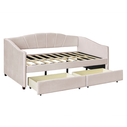 Upholstered Daybed With Two Drawers And Wood Slat - The Sleep Loft - Online Mattress Showroom NYC