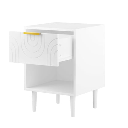 Nightstand With 1 Drawer And Open Shelf - White - The Sleep Loft - Online Mattress Showroom NYC