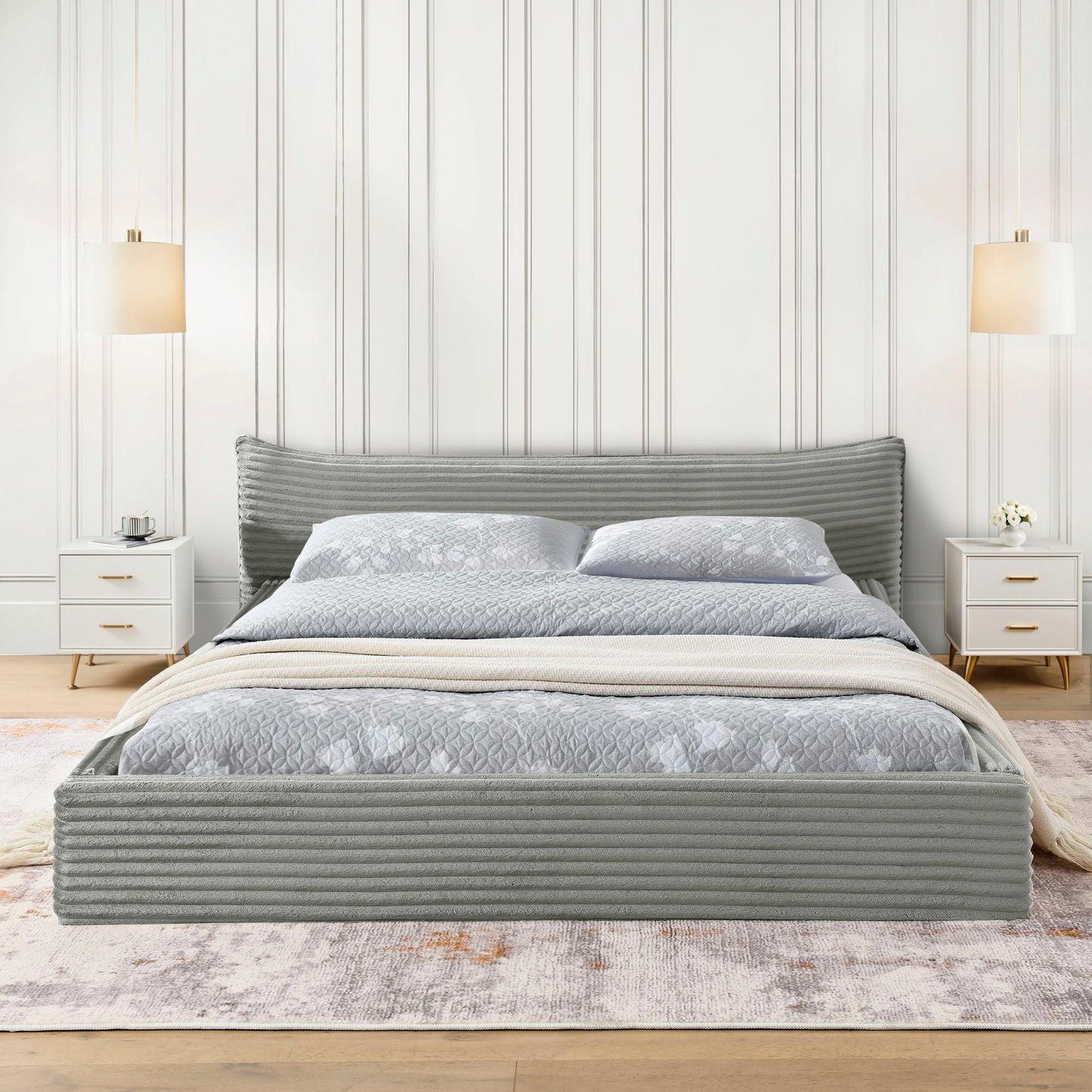 Modern Upholstered Bed Frame With Curved Headboard - The Sleep Loft - Online Mattress Showroom NYC