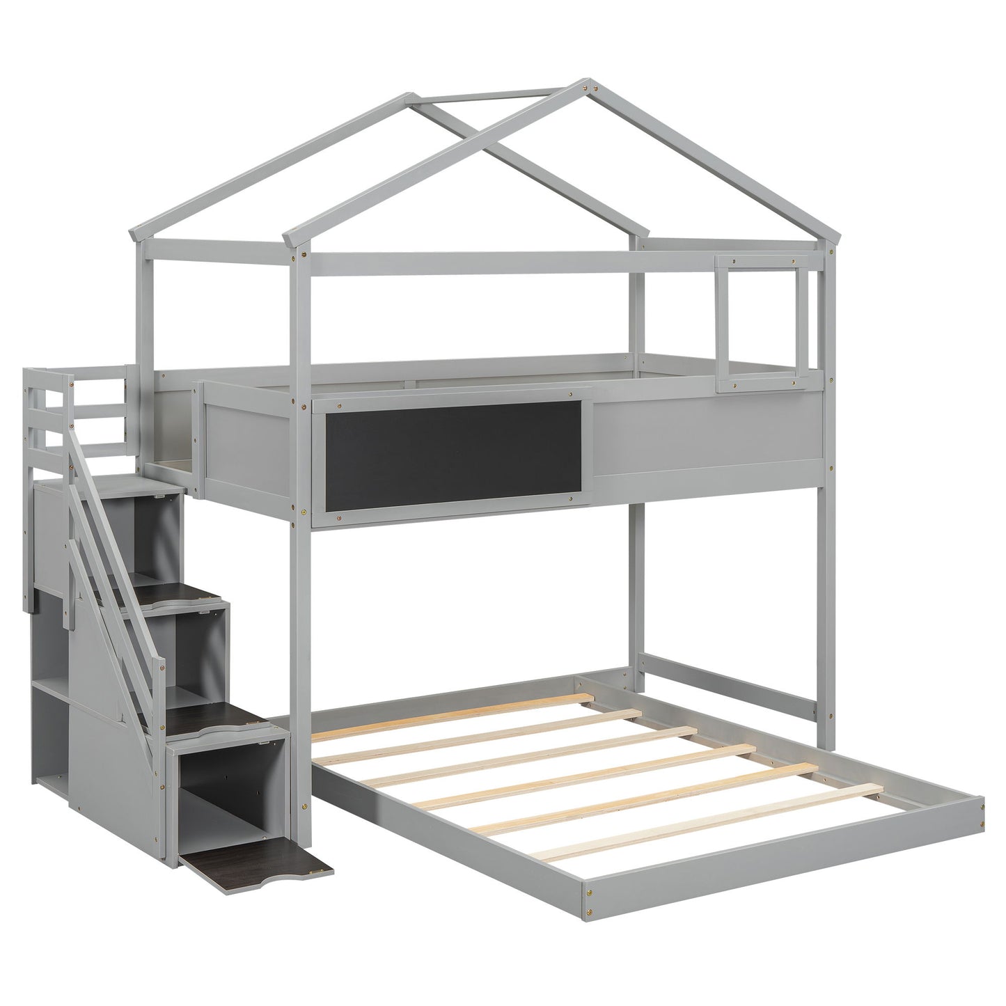 House Style Bunk Bed With Storage Staircase And board - The Sleep Loft - Online Mattress Showroom NYC