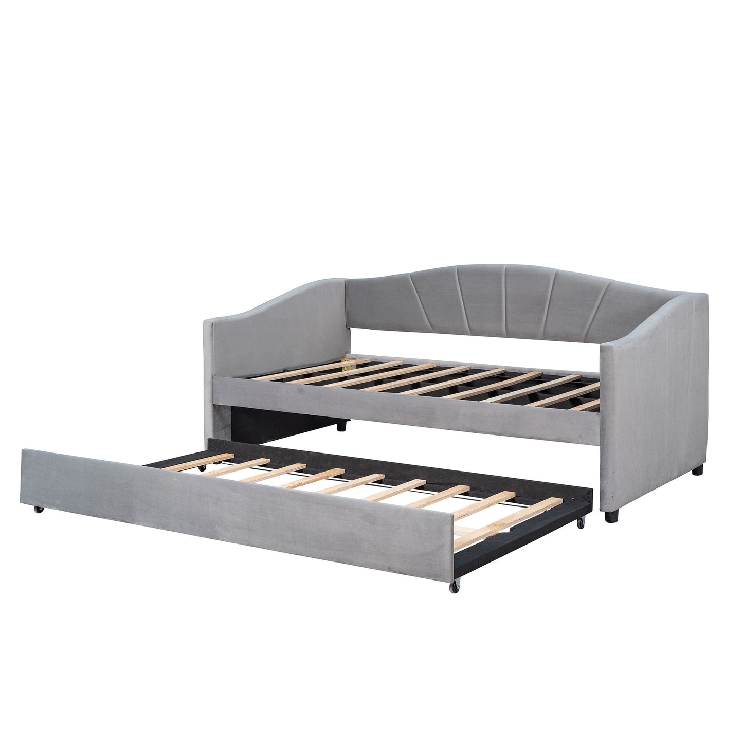 Upholstered Daybed Sofa Bed With Trundle Bed And Wood Slat - The Sleep Loft - Online Mattress Showroom NYC
