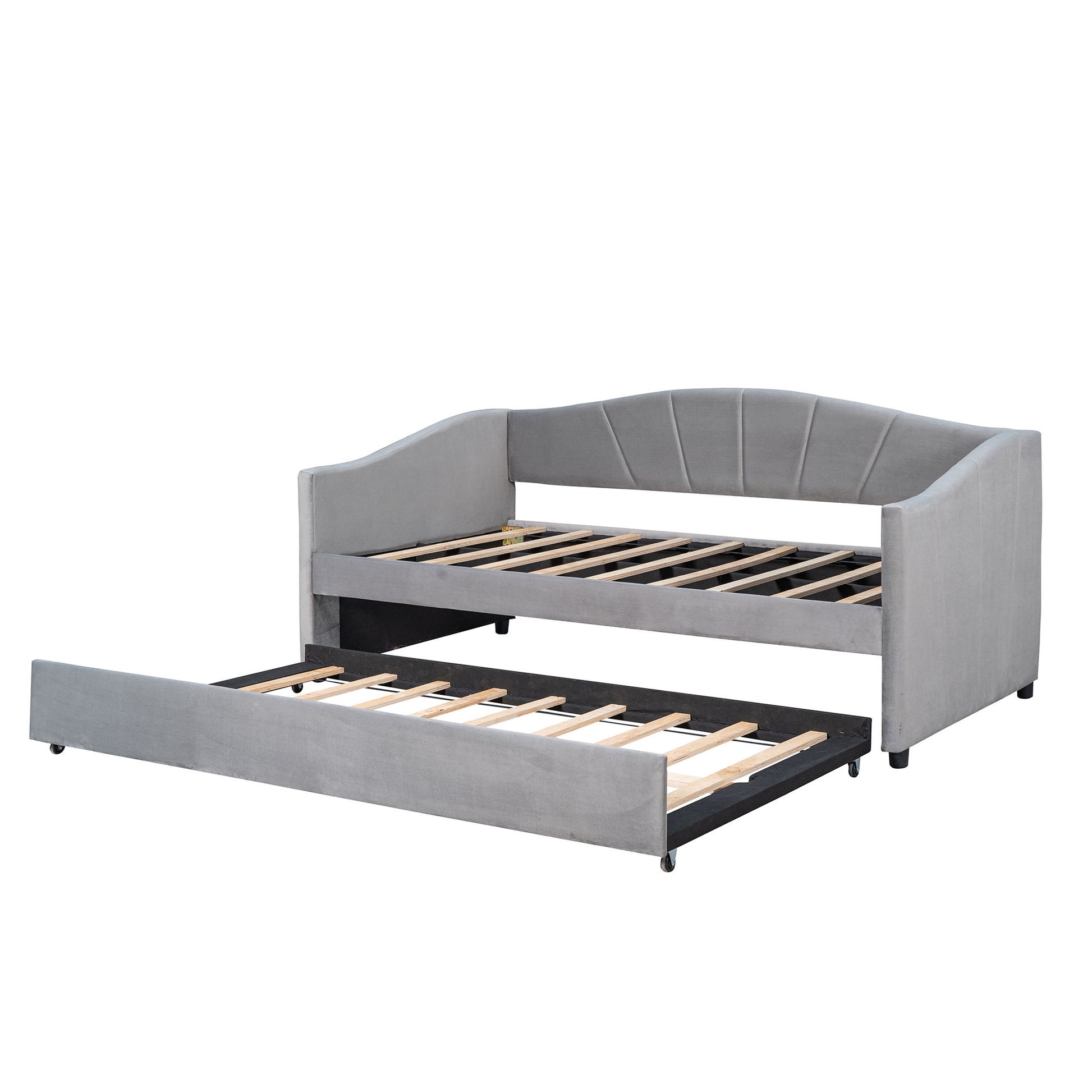Upholstered Daybed Sofa Bed With Trundle Bed And Wood Slat - The Sleep Loft - Online Mattress Showroom NYC