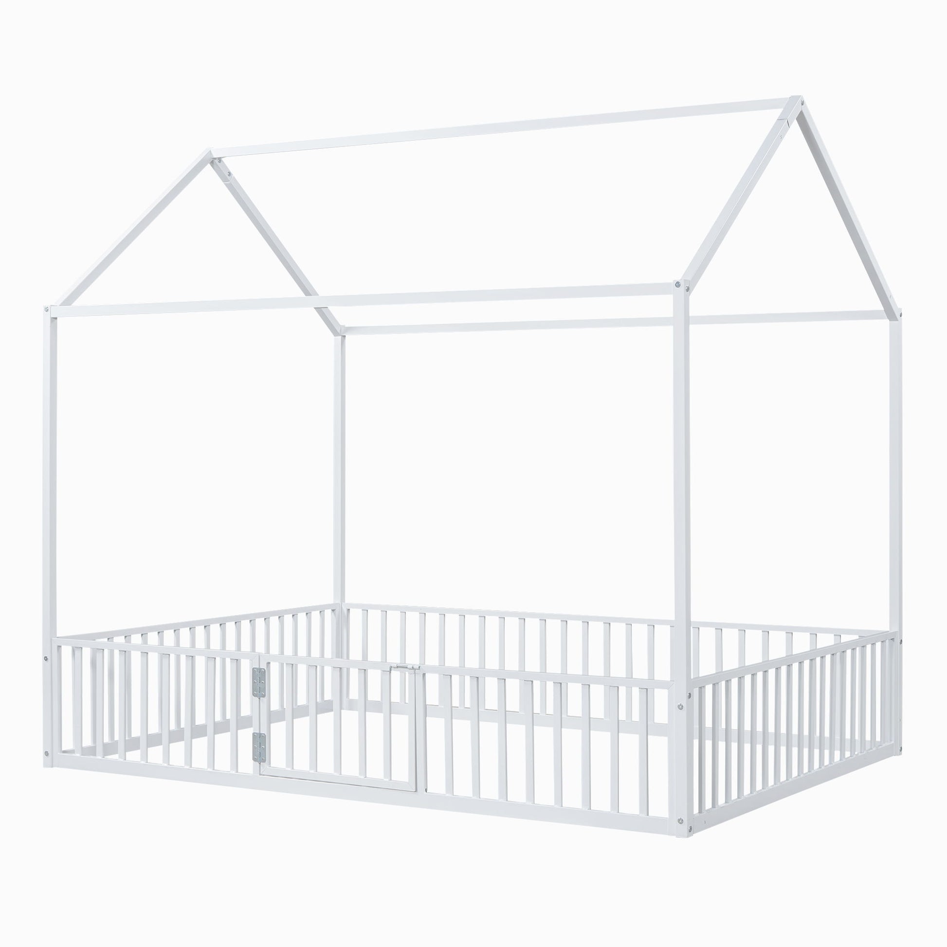 Metal House Bed With Fence And Door - The Sleep Loft - Online Mattress Showroom NYC