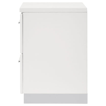 Dulcey - 2 Drawer Nightstand - Gloss White - The Sleep Loft - Online Mattress Showroom NYC