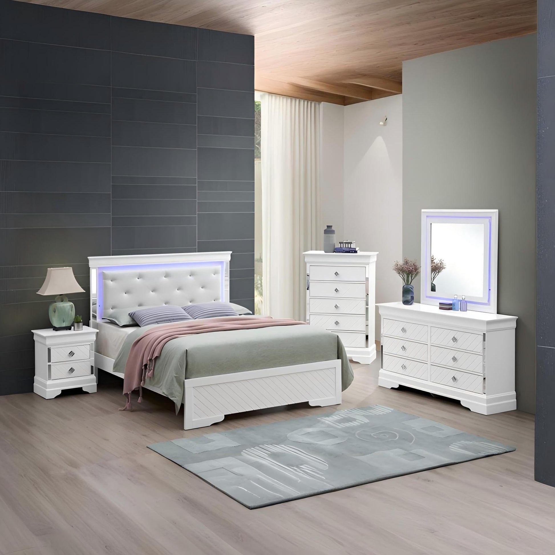 Bed With LED Light Accents Headboard - The Sleep Loft - Online Mattress Showroom NYC
