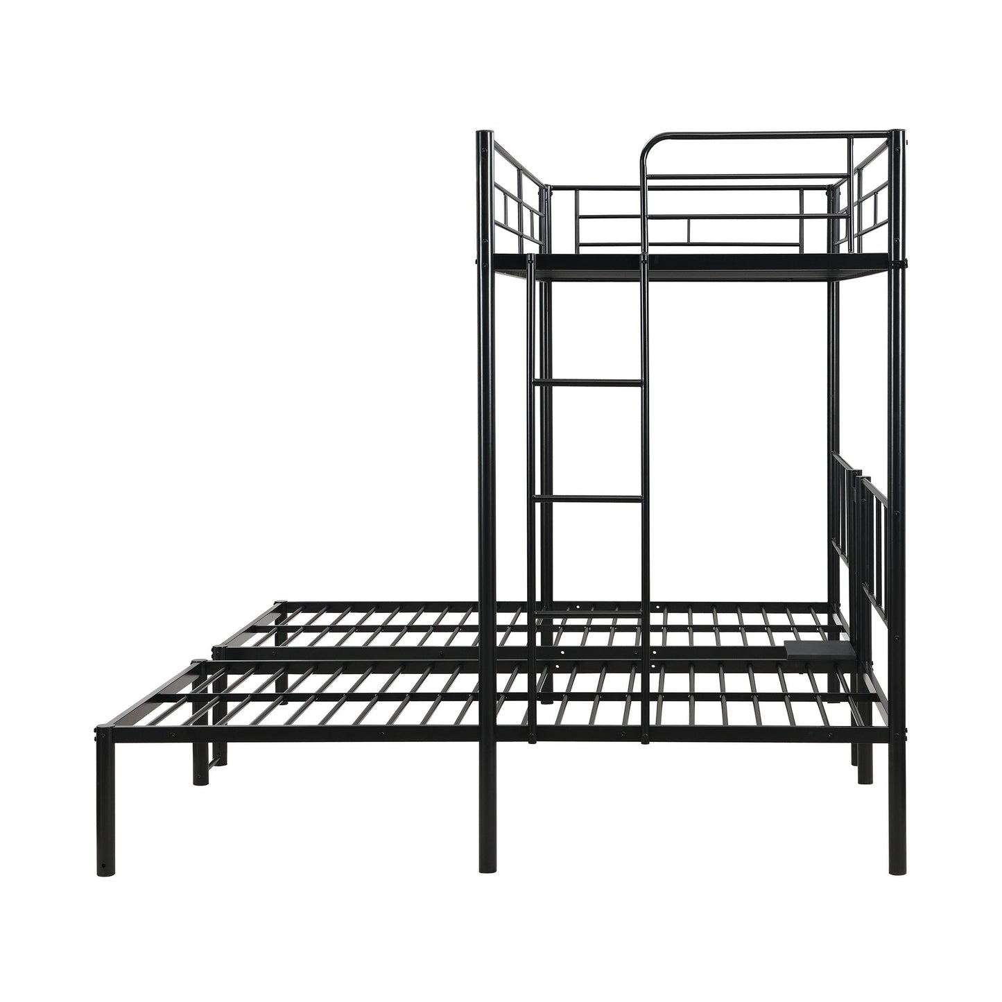 Twin Over Twin Over Twin Triple Bunk Bed With Safety Rails And Storage Shelf - Black - The Sleep Loft - Online Mattress Showroom NYC