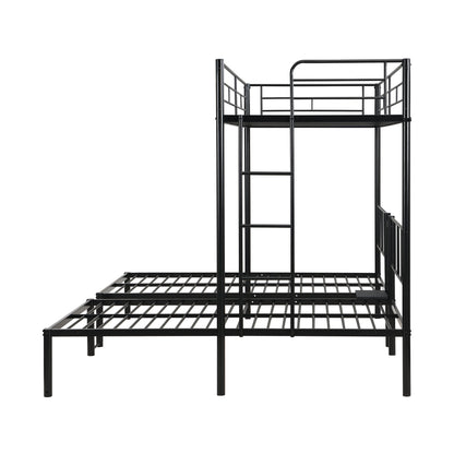 Twin Over Twin Over Twin Triple Bunk Bed With Safety Rails And Storage Shelf - Black - The Sleep Loft - Online Mattress Showroom NYC