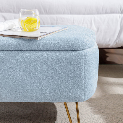 Storage Ottoman Bench For End Of Bed Legs, Modern Camel Faux Fur Entryway Bench Upholstered Padded With Storage For Living Room Bedroom - The Sleep Loft - Online Mattress Showroom NYC