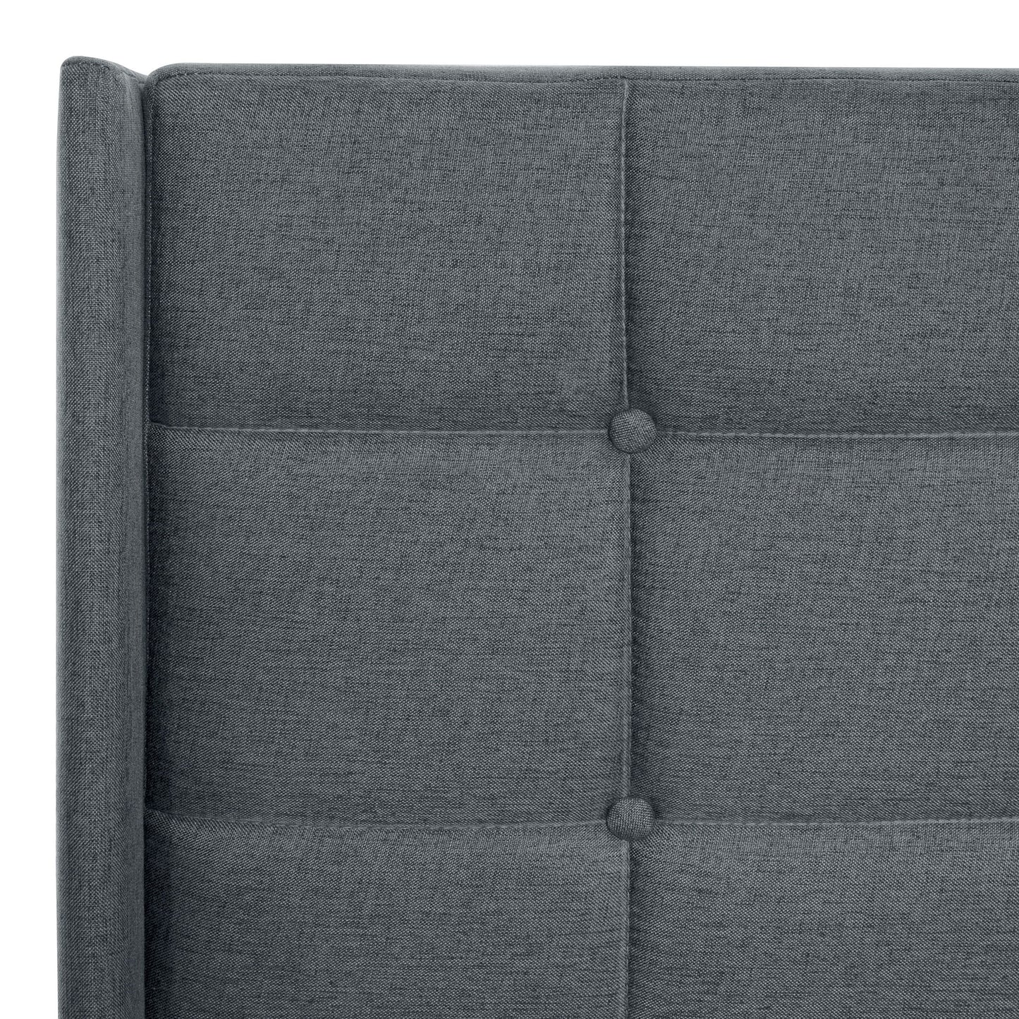 Queen Size Upholstered Platform Bed Frame With Button Tufted Linen Fabric Headboard - Dark Gray - The Sleep Loft - Online Mattress Showroom NYC