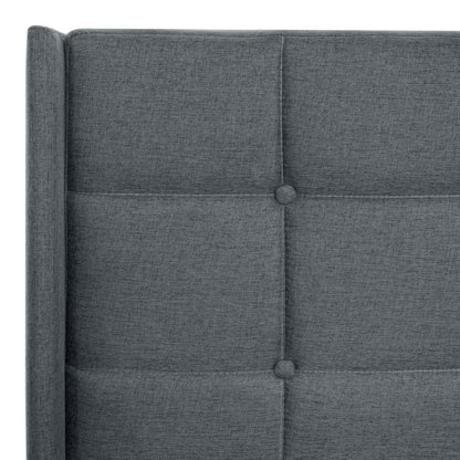 Queen Size Upholstered Platform Bed Frame With Button Tufted Linen Fabric Headboard - Dark Gray - The Sleep Loft - Online Mattress Showroom NYC