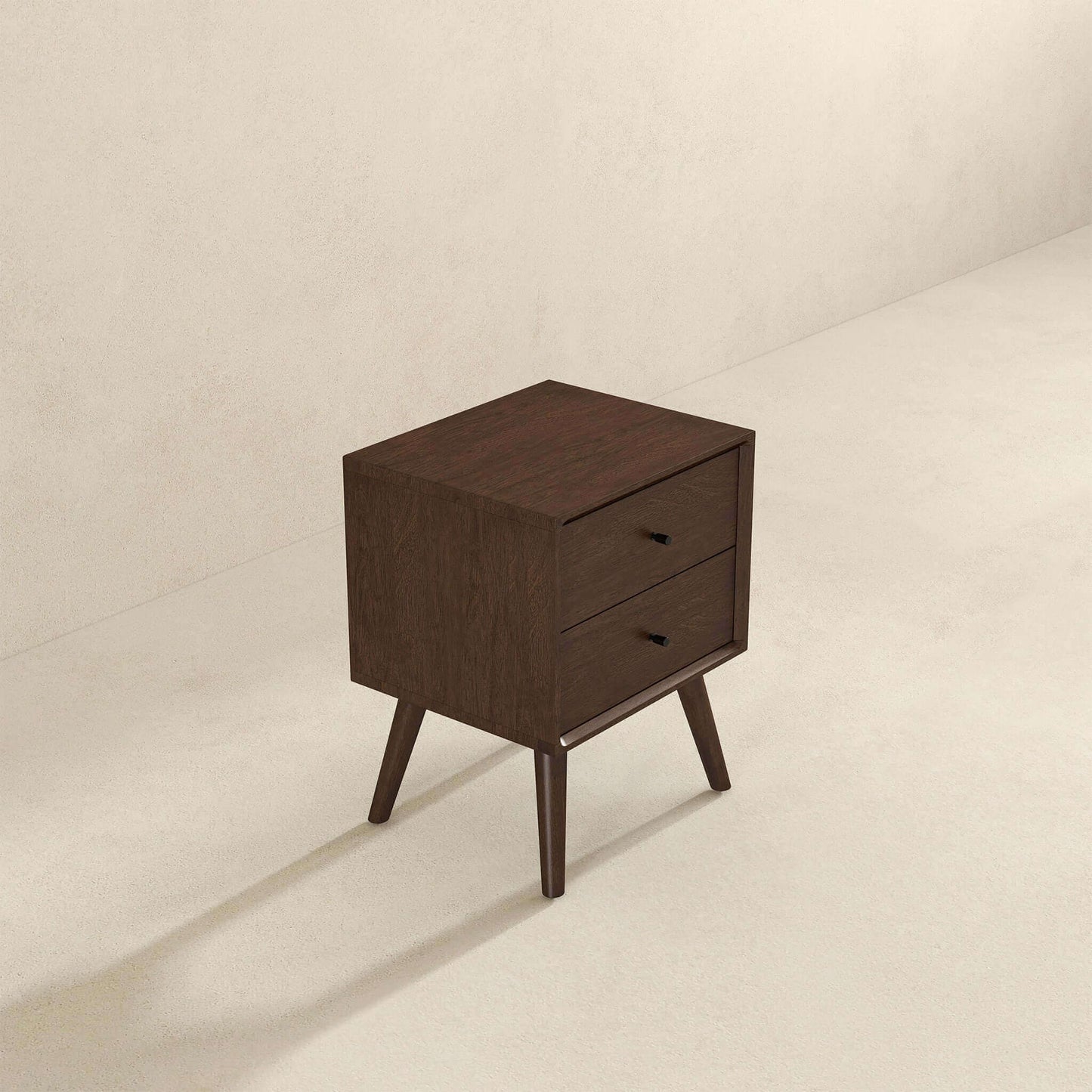 Caroline - Mid-Century Modern Style White Night Stand 2 Drawer - The Sleep Loft - Online Mattress Showroom NYC