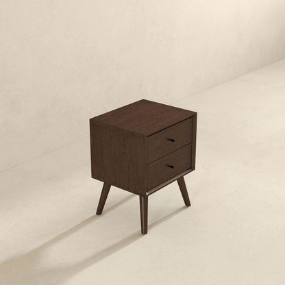 Caroline - Mid-Century Modern Style White Night Stand 2 Drawer - The Sleep Loft - Online Mattress Showroom NYC