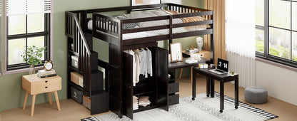 Loft Bed With Stairs, Bookshelf, Drawers, Desk & Wardrobe, Space Saving Multifunctional Furniture - The Sleep Loft - Online Mattress Showroom NYC