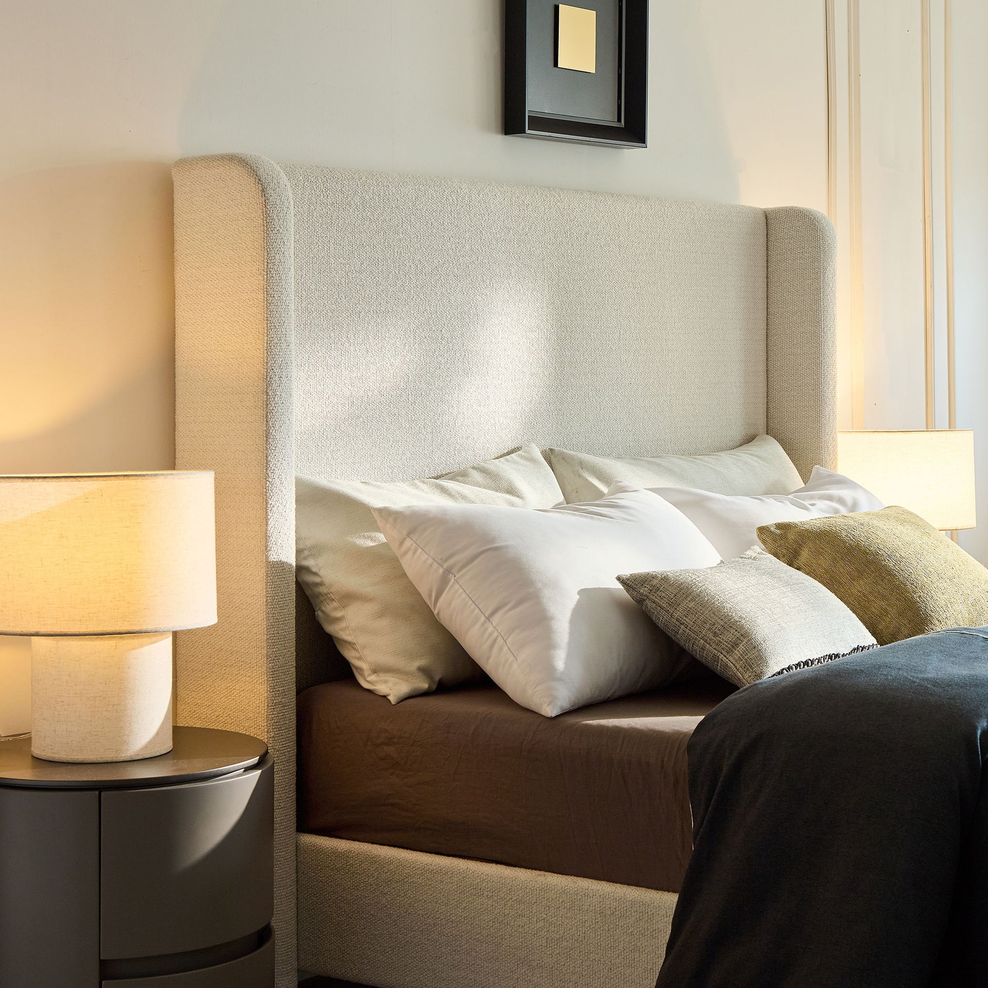 Harper - Tall Headboard Upholstered Bed With Elegant Simplicity - The Sleep Loft - Online Mattress Showroom NYC