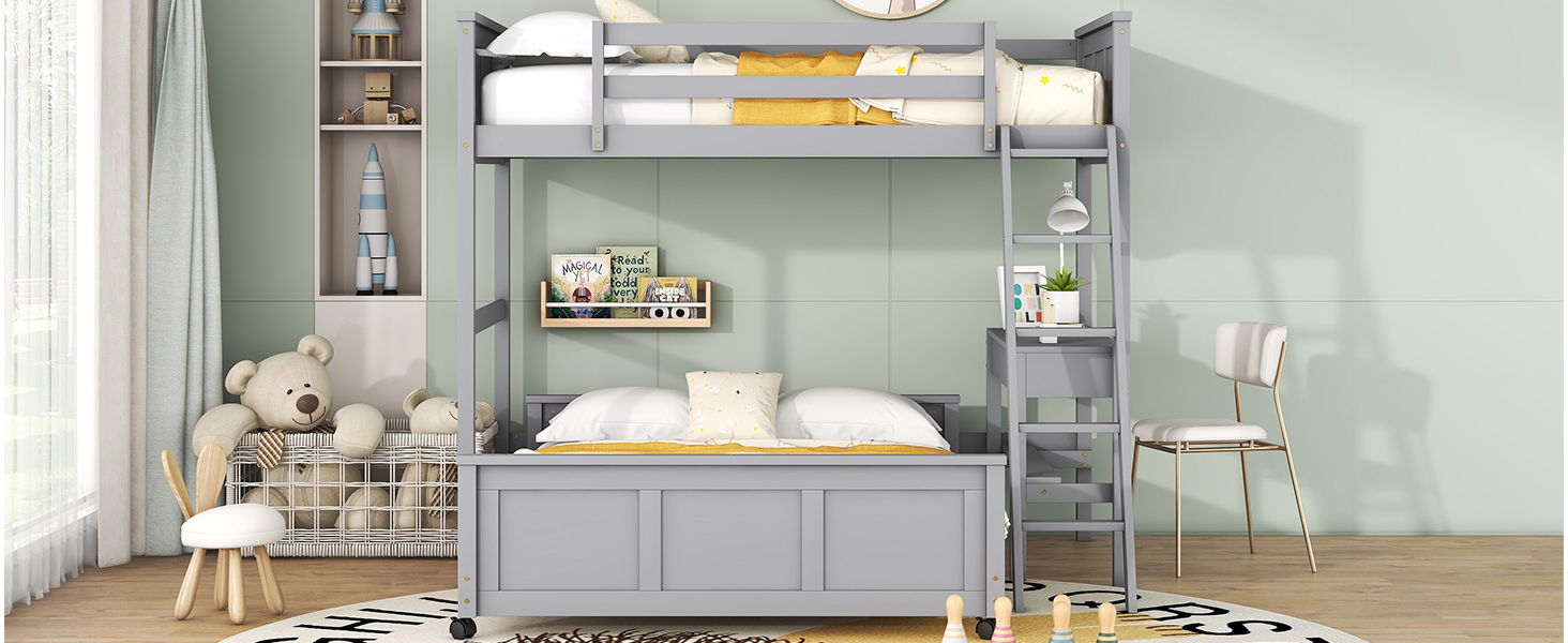 Full Over Full Bunk Bed With Desk - The Sleep Loft - Online Mattress Showroom NYC