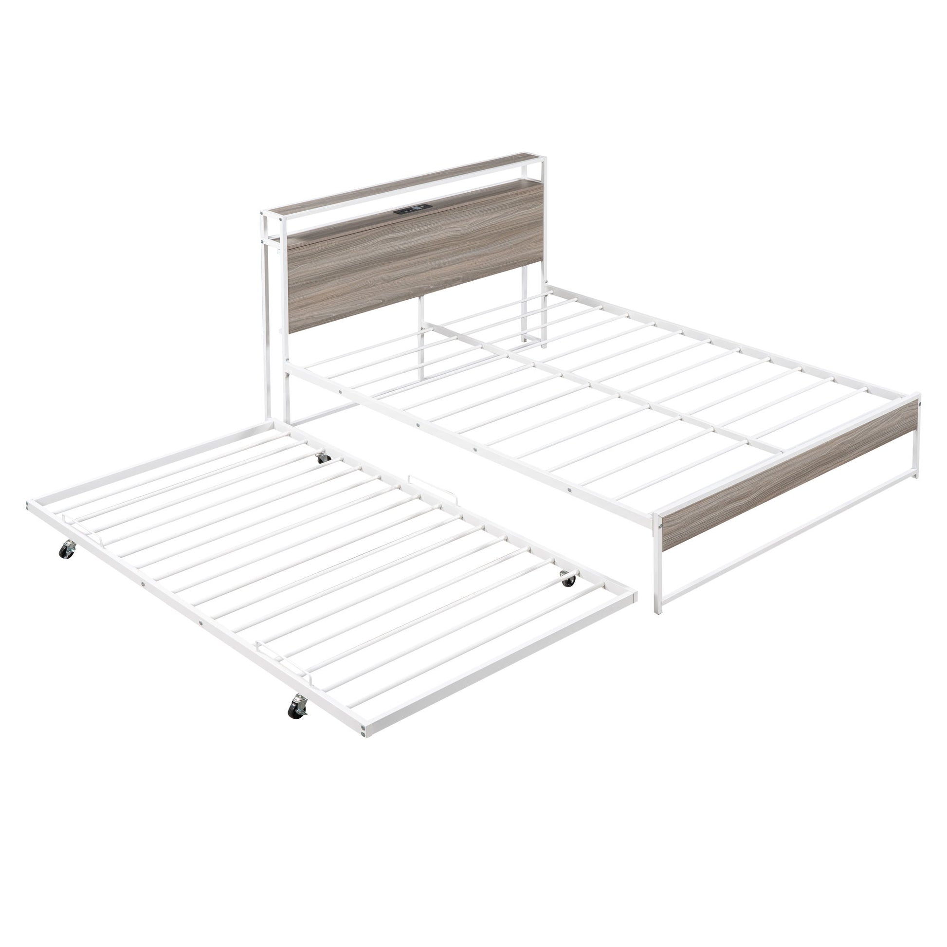 Platform Bed Frame With Trundle, USB Ports And Slat Support, No Box Spring Needed - The Sleep Loft - Online Mattress Showroom NYC