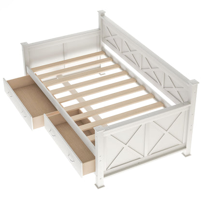 Modern Daybed With 2 Large Drawers, X Shaped Frame - The Sleep Loft - Online Mattress Showroom NYC