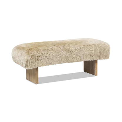 Leda - Sheepskin Fur Rectangular Accent Bench - Natural Blonde - The Sleep Loft - Online Mattress Showroom NYC