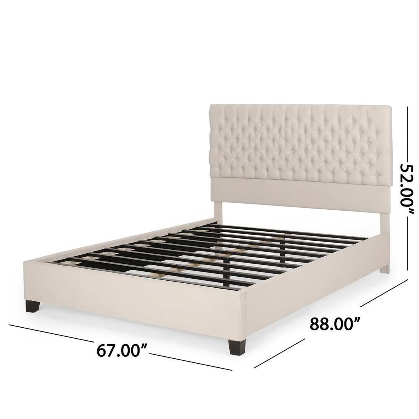 Cumulus - Fully Upholstered Fabric Queen Bed Set - Ivory - The Sleep Loft - Online Mattress Showroom NYC