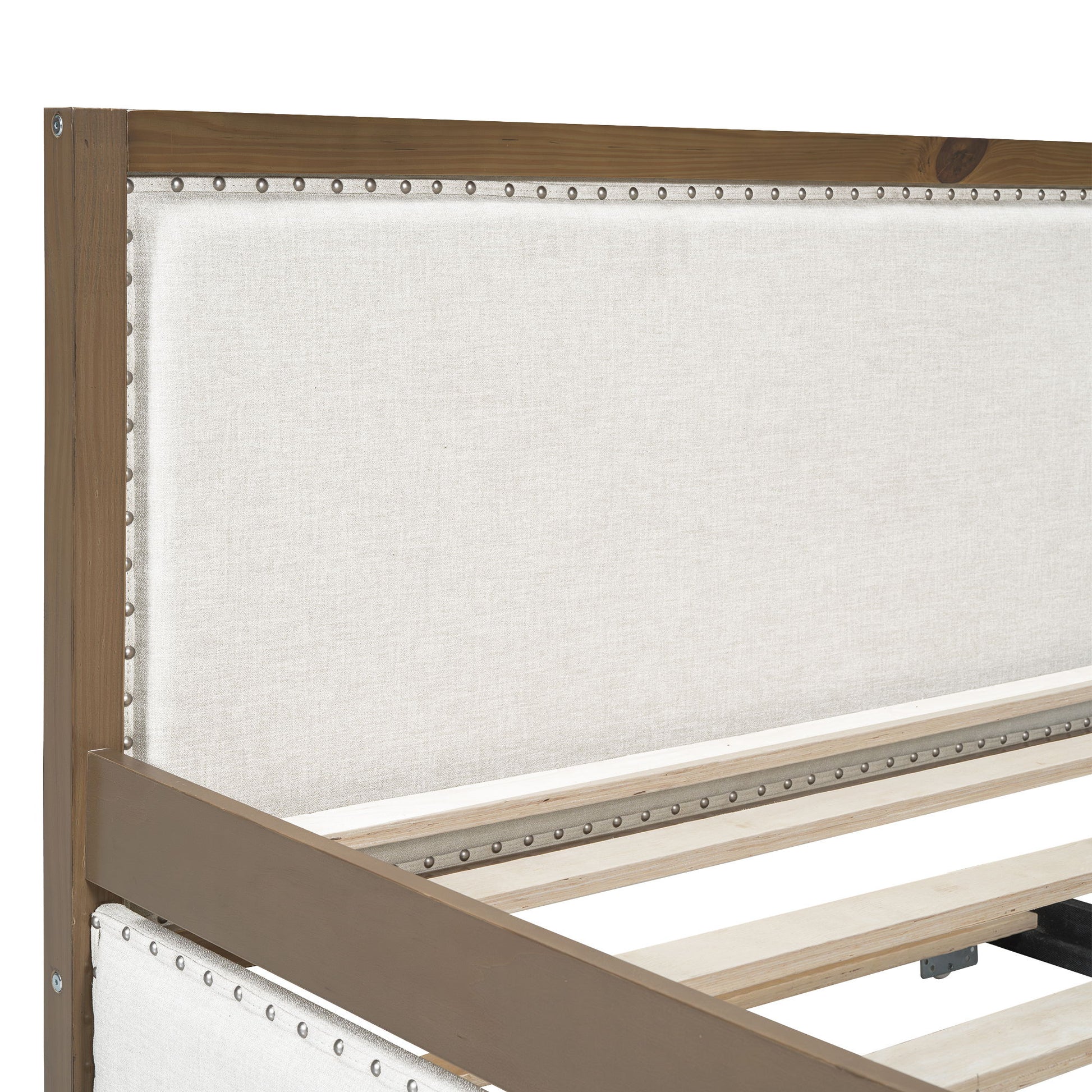 Full Size Daybed With Trundle And Nailhead Decoration - Wood - The Sleep Loft - Online Mattress Showroom NYC