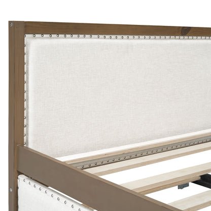 Full Size Daybed With Trundle And Nailhead Decoration - Wood - The Sleep Loft - Online Mattress Showroom NYC