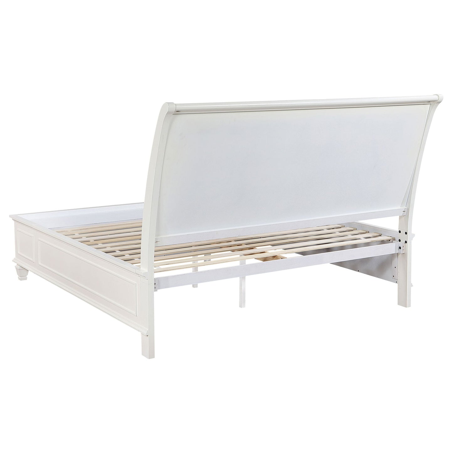 Dennis - Eastern King Storage Panel Bed With Carved Headboard And Built In Drawers - Cream White