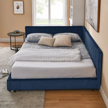 Mid-Century Storage Upholstered Tufted Bed Frame With Backrest And Armrests - The Sleep Loft - Online Mattress Showroom NYC