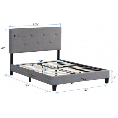 Modern Upholstered Platform Bed Frame With Button Tufted Headboard And Wood Slat Support - The Sleep Loft - Online Mattress Showroom NYC