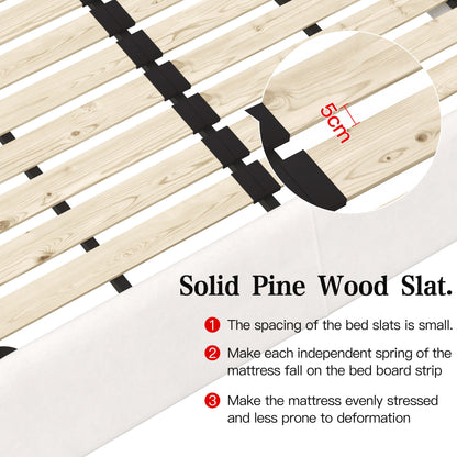 King Size Platform Bed With Special-Shaped Headboard - Cream - The Sleep Loft - Online Mattress Showroom NYC