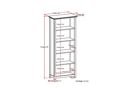 Amherst - 5 Shelf Bookcase, Handcrafted - The Sleep Loft - Online Mattress Showroom NYC