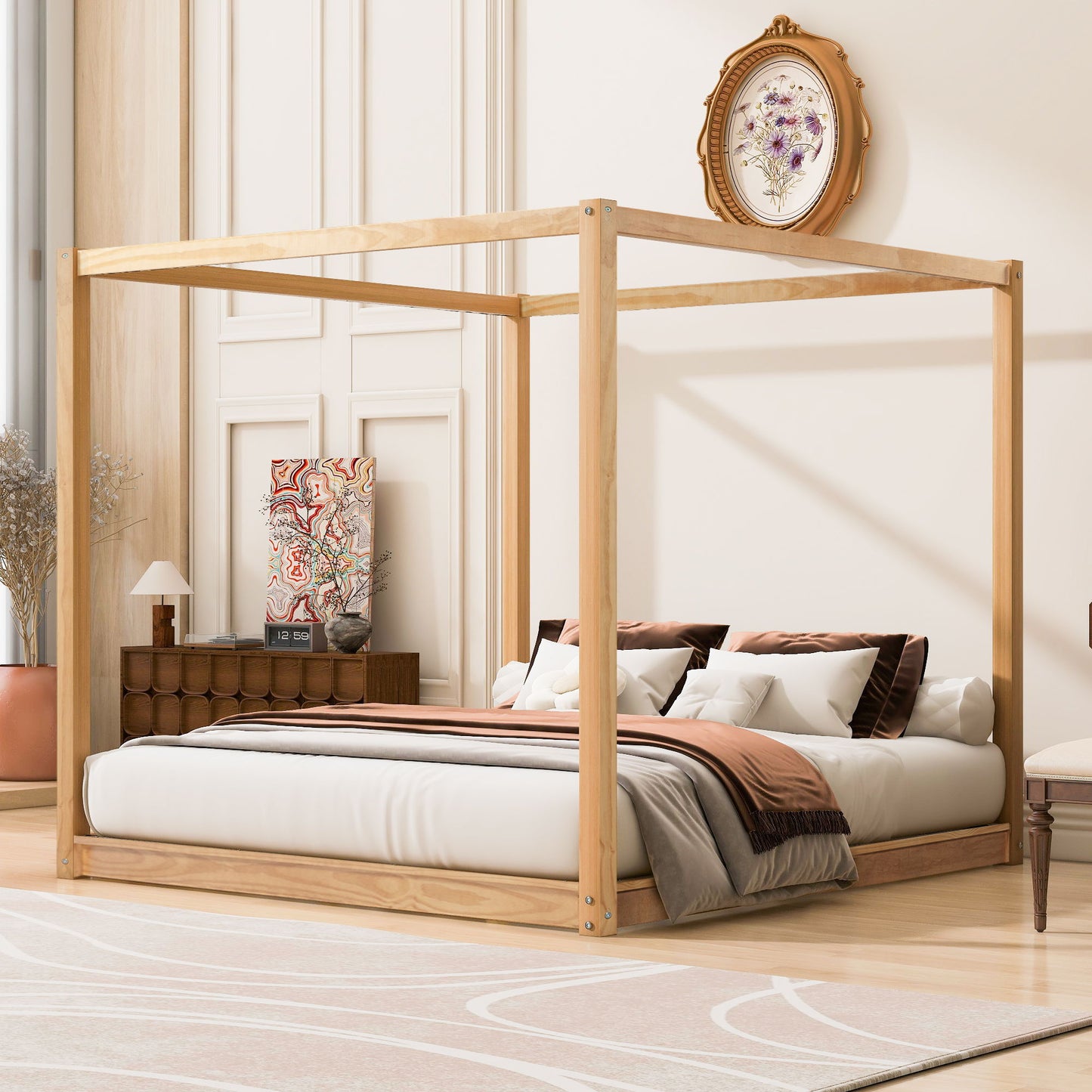 Wood Canopy Platform Bed With Support Legs And Airflow Slats - The Sleep Loft - Online Mattress Showroom NYC