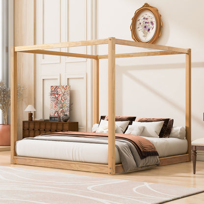 Wood Canopy Platform Bed With Support Legs And Airflow Slats - The Sleep Loft - Online Mattress Showroom NYC