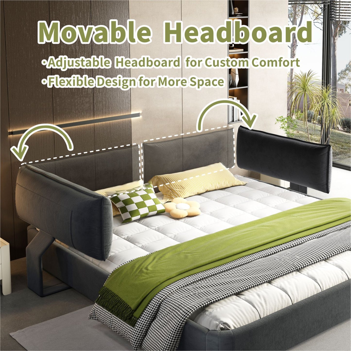 Cloud Bed Frame With Oversized Padded Movable Headboard - The Sleep Loft - Online Mattress Showroom NYC