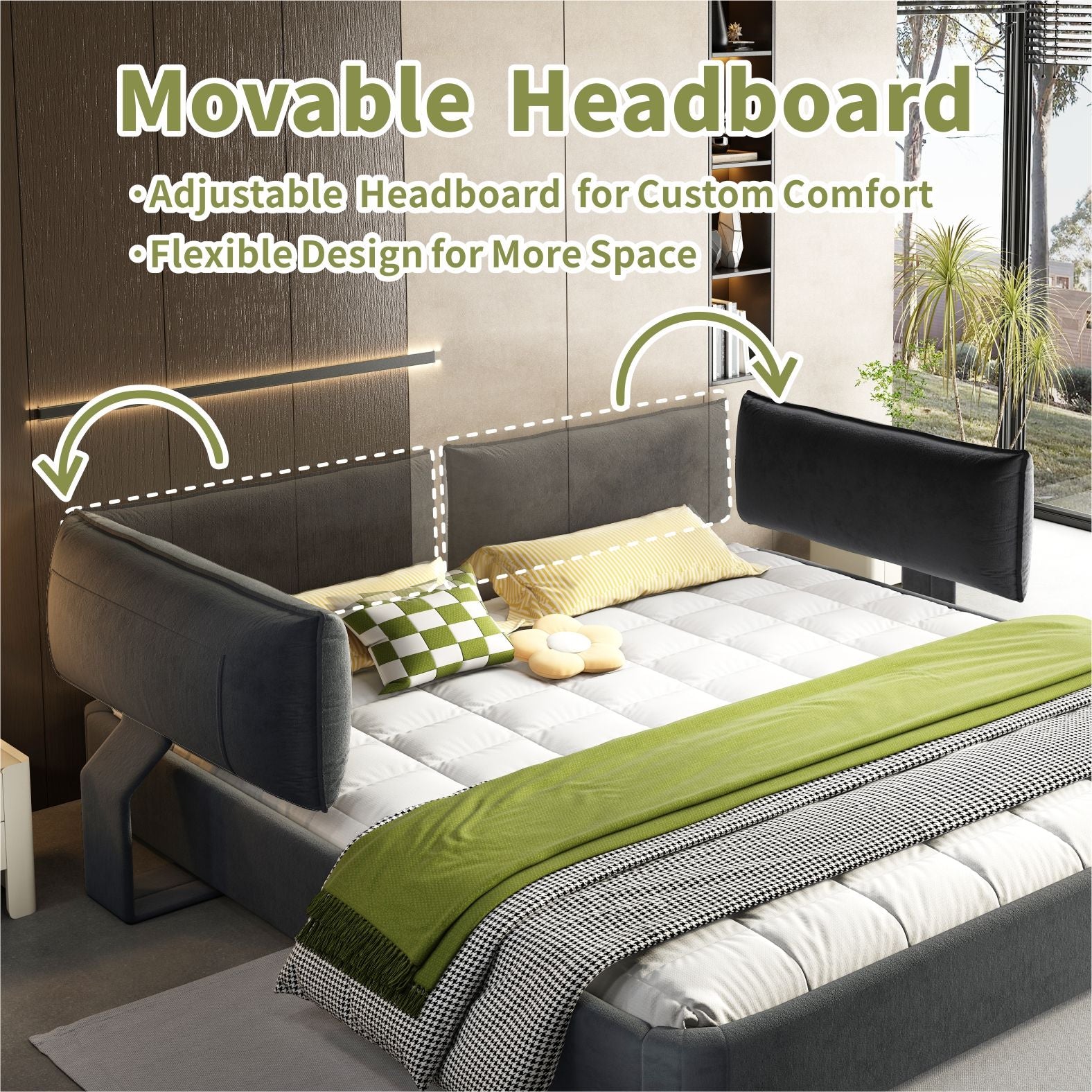 Cloud Bed Frame With Oversized Padded Movable Headboard - The Sleep Loft - Online Mattress Showroom NYC