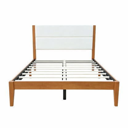 Platform Bed Frame With Upholstered Headboard, Slat Support