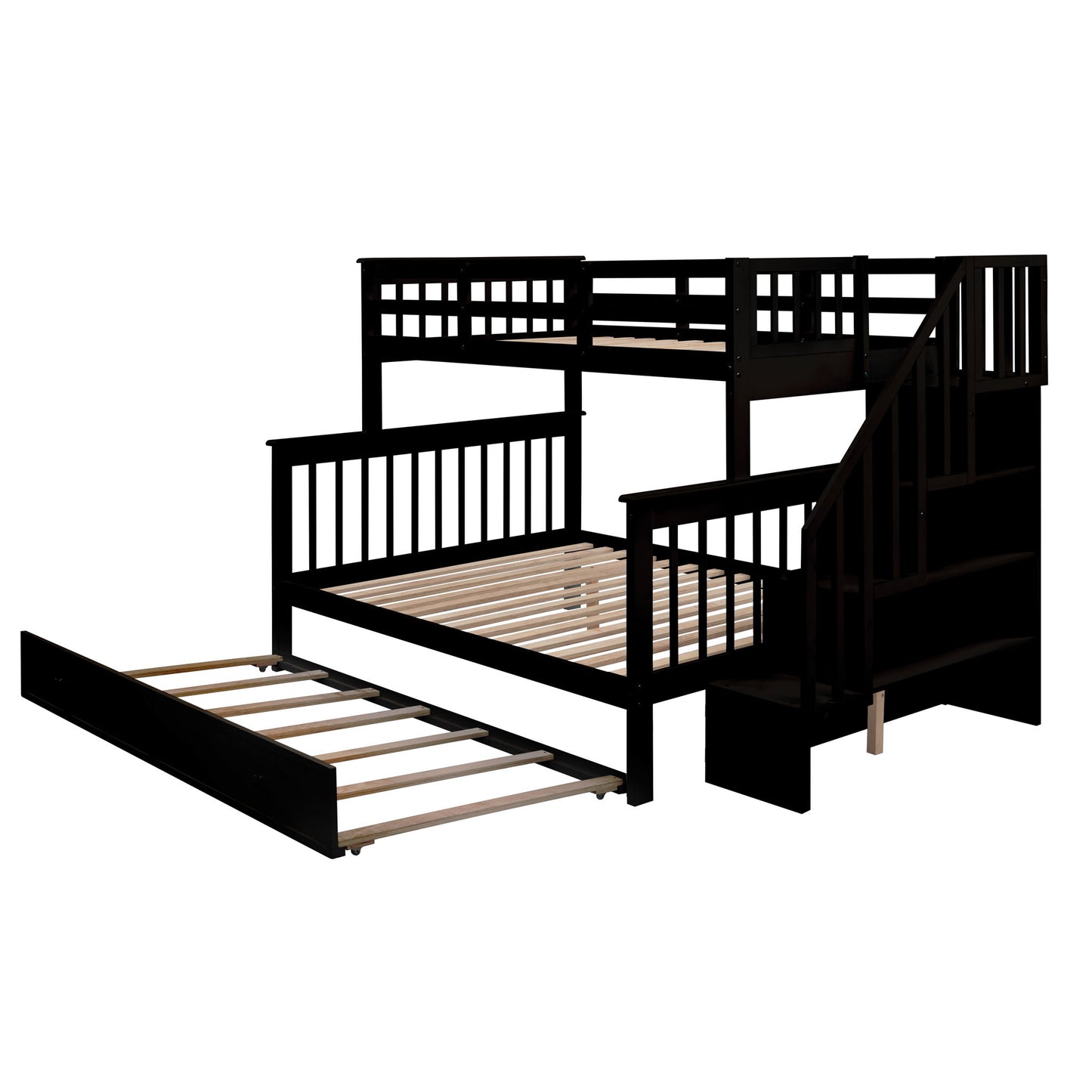 Bunk Bed With Twin Size Trundle, Storage And Guard Rail For Bedroom - The Sleep Loft - Online Mattress Showroom NYC