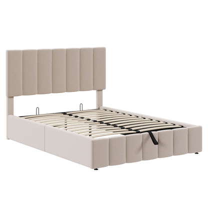 Elegant Upholstered Platform Bed With Hydraulic Storage System - The Sleep Loft - Online Mattress Showroom NYC