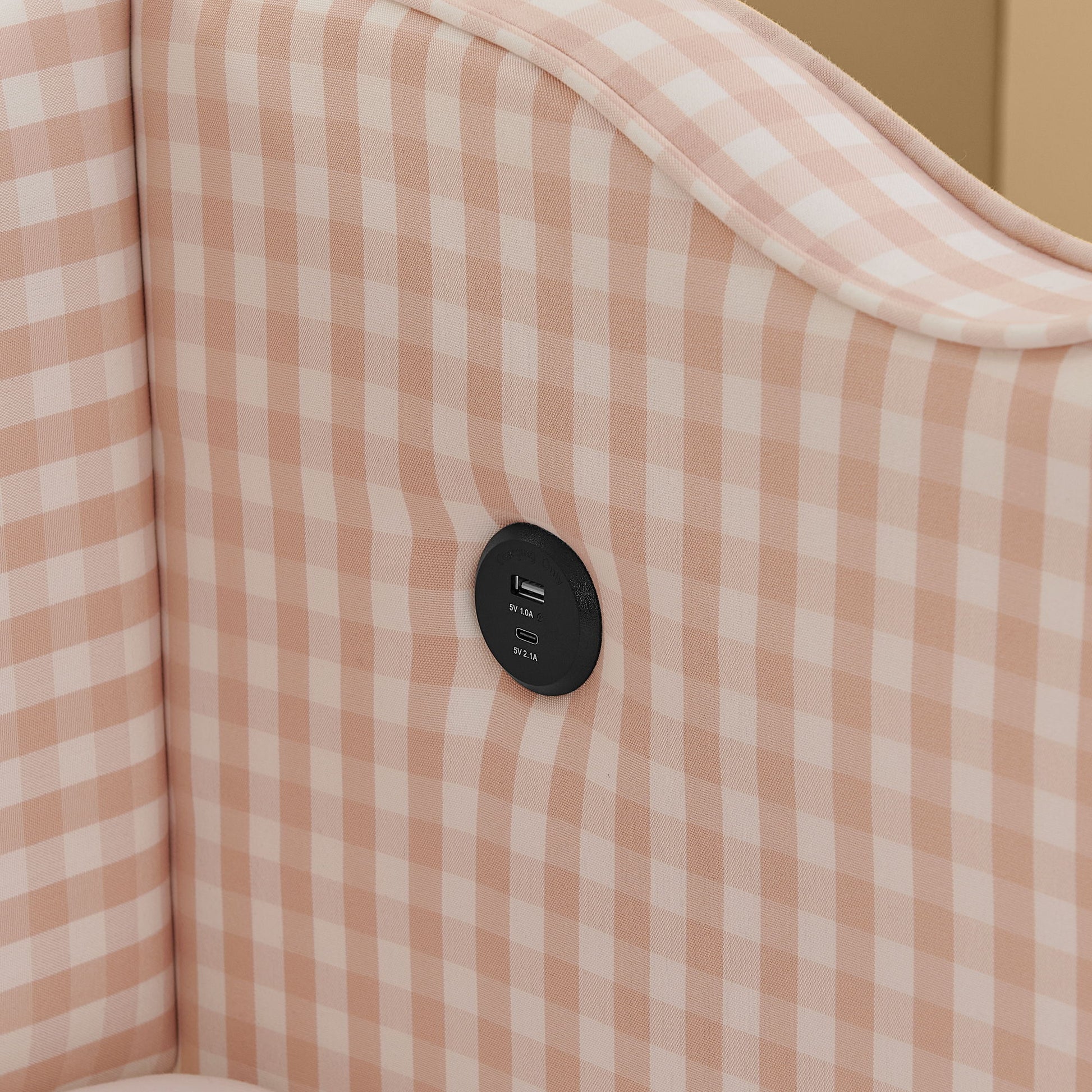 Gingham Daybed With USB Charging Port, Wave Shaped Design - The Sleep Loft - Online Mattress Showroom NYC