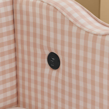 Gingham Daybed With USB Charging Port, Wave Shaped Design - The Sleep Loft - Online Mattress Showroom NYC