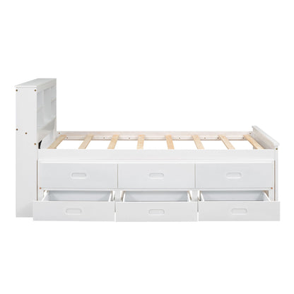 Platform Bed With Storage Headboard, USB, Trundle And 3 Drawers - The Sleep Loft - Online Mattress Showroom NYC