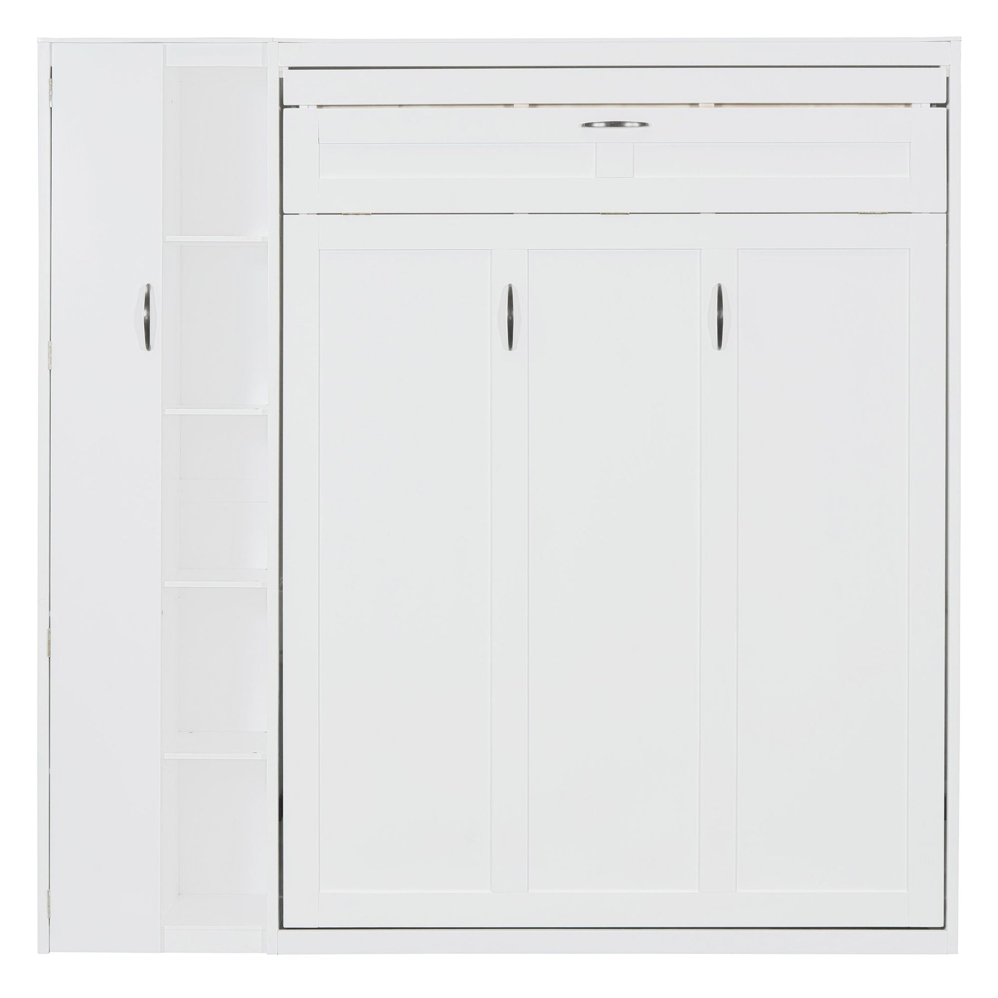 Murphy Wall Bed With Shelves, Wardrobe And LED Lights - The Sleep Loft - Online Mattress Showroom NYC