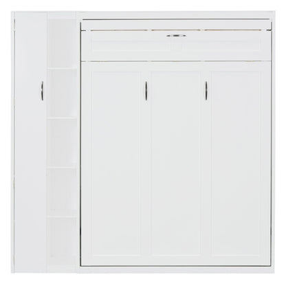 Murphy Wall Bed With Shelves, Wardrobe And LED Lights - The Sleep Loft - Online Mattress Showroom NYC