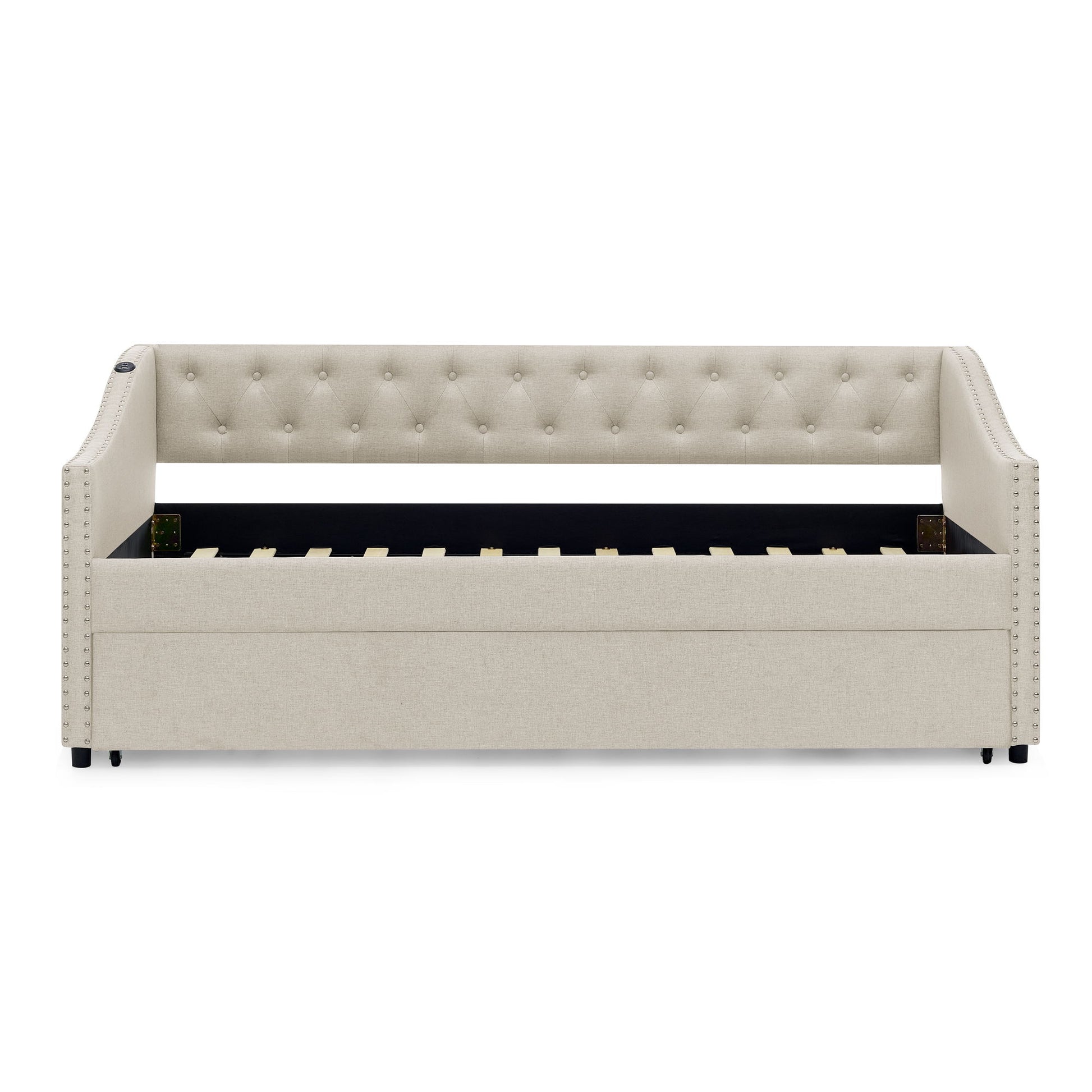 Upholstered Daybed With USB Charging & Pull Out Bed - The Sleep Loft - Online Mattress Showroom NYC