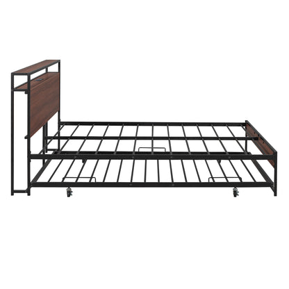 Platform Bed Frame With Trundle, USB Ports And Slat Support, No Box Spring Needed - The Sleep Loft - Online Mattress Showroom NYC