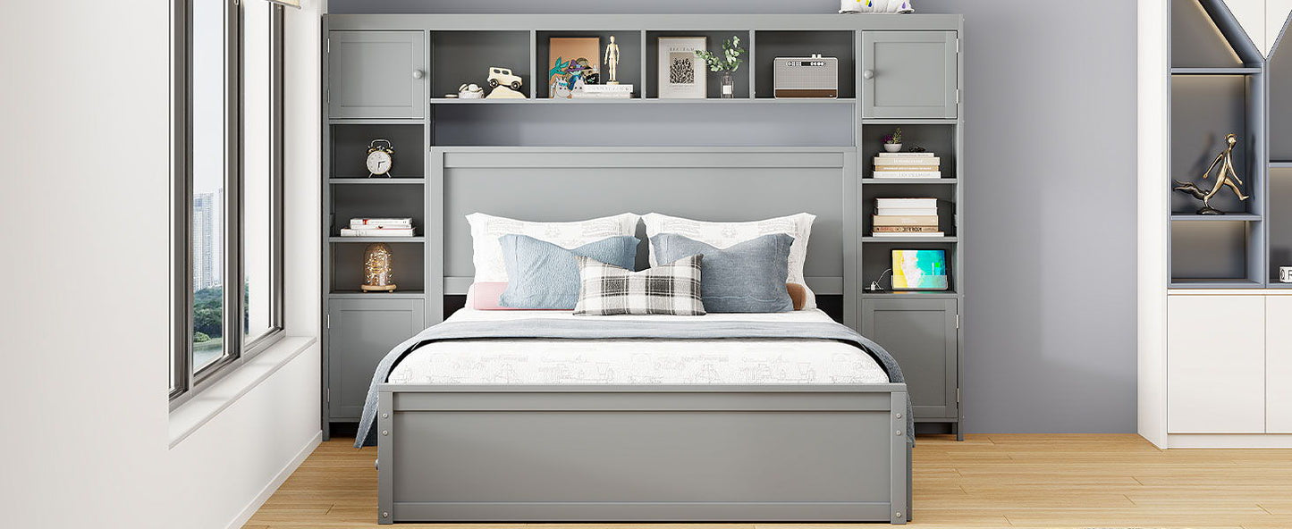 Bed With All In One Cabinet, Shelf And Sockets, Twin Long Trundle - The Sleep Loft - Online Mattress Showroom NYC