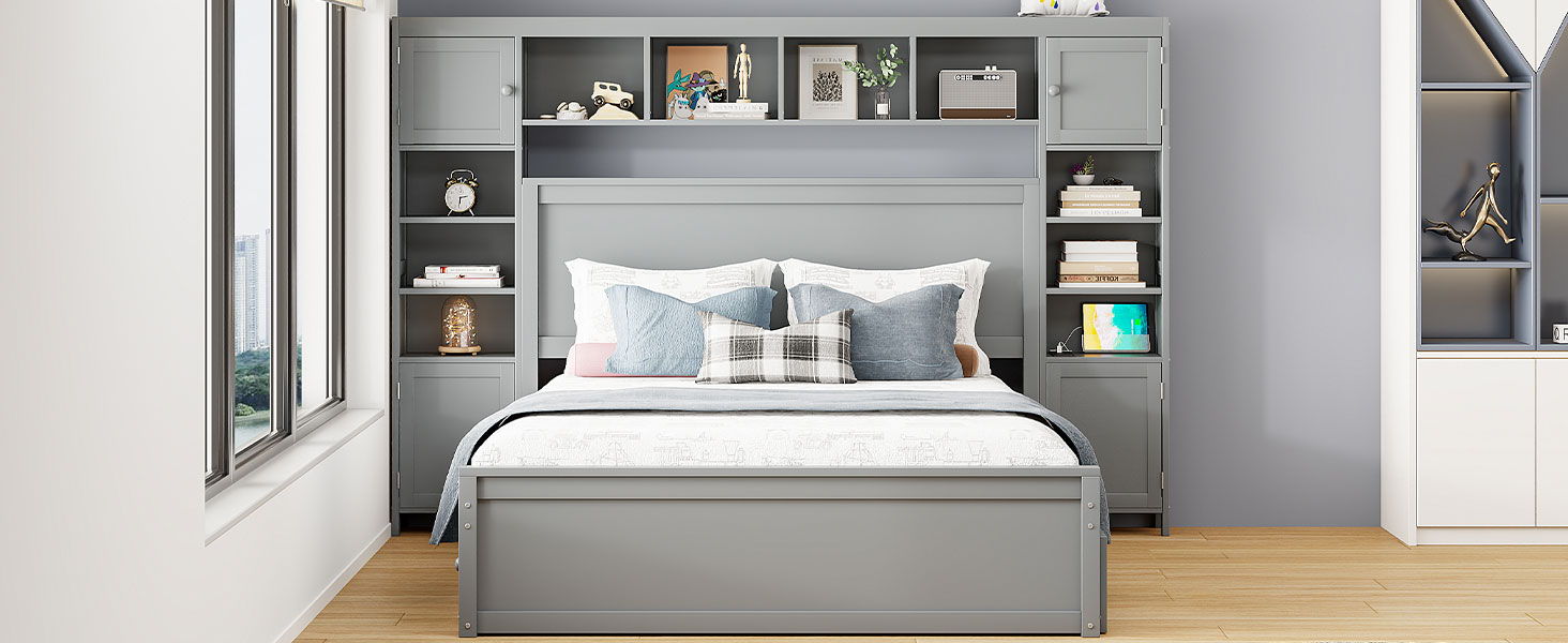 Bed With All In One Cabinet, Shelf And Sockets, Twin Long Trundle - The Sleep Loft - Online Mattress Showroom NYC